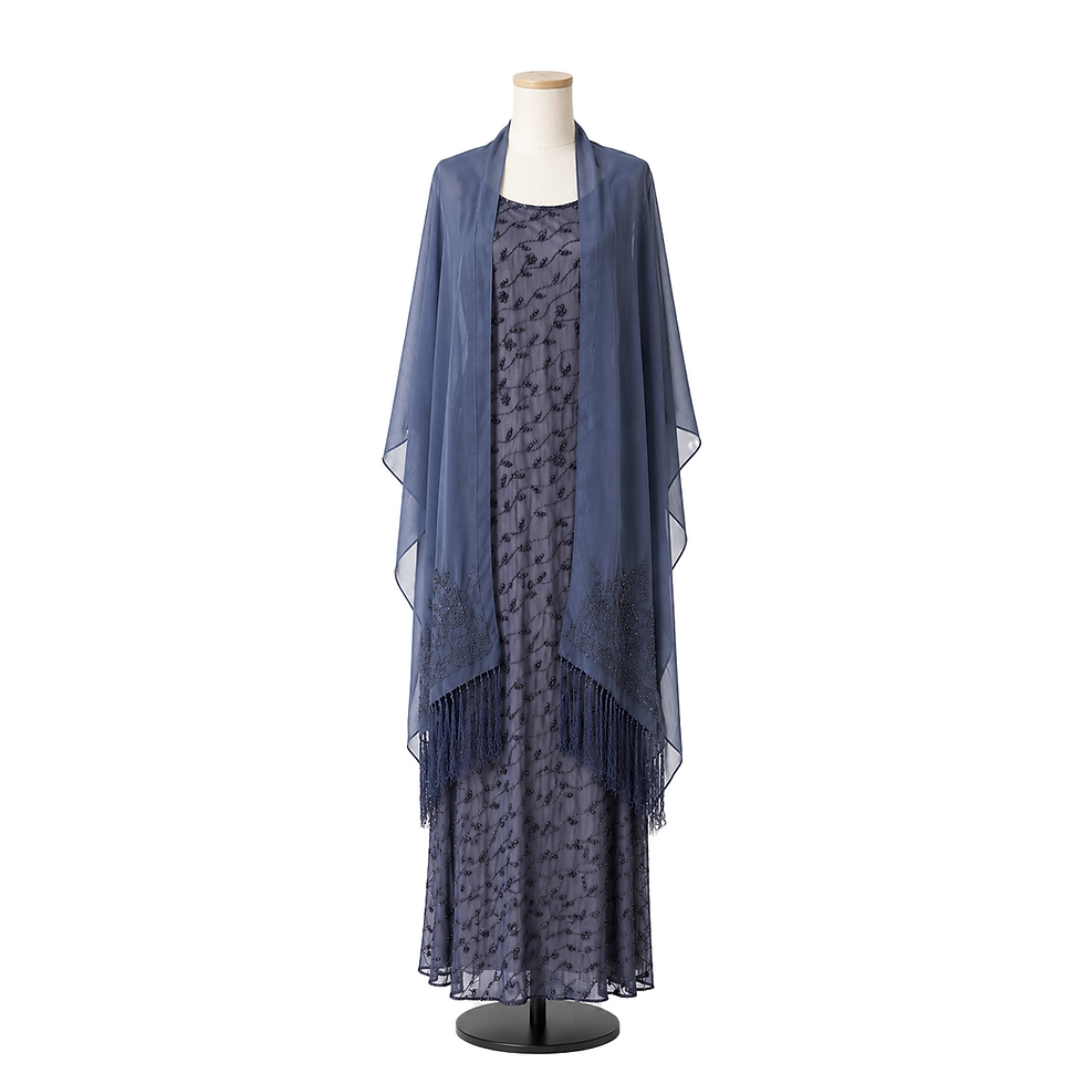 Miniatura: Conjunto Brilliante Vestido l Shal l Capa