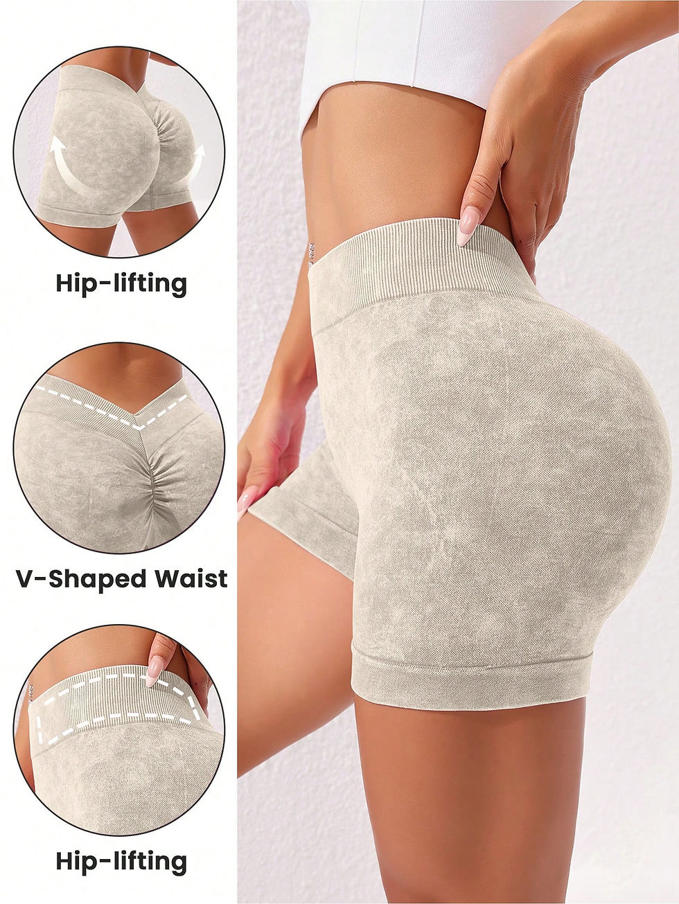 Thumbnail: Women's Washed Yoga Shorts Fitness Quick Drying High Waist Workout Biker Shorts