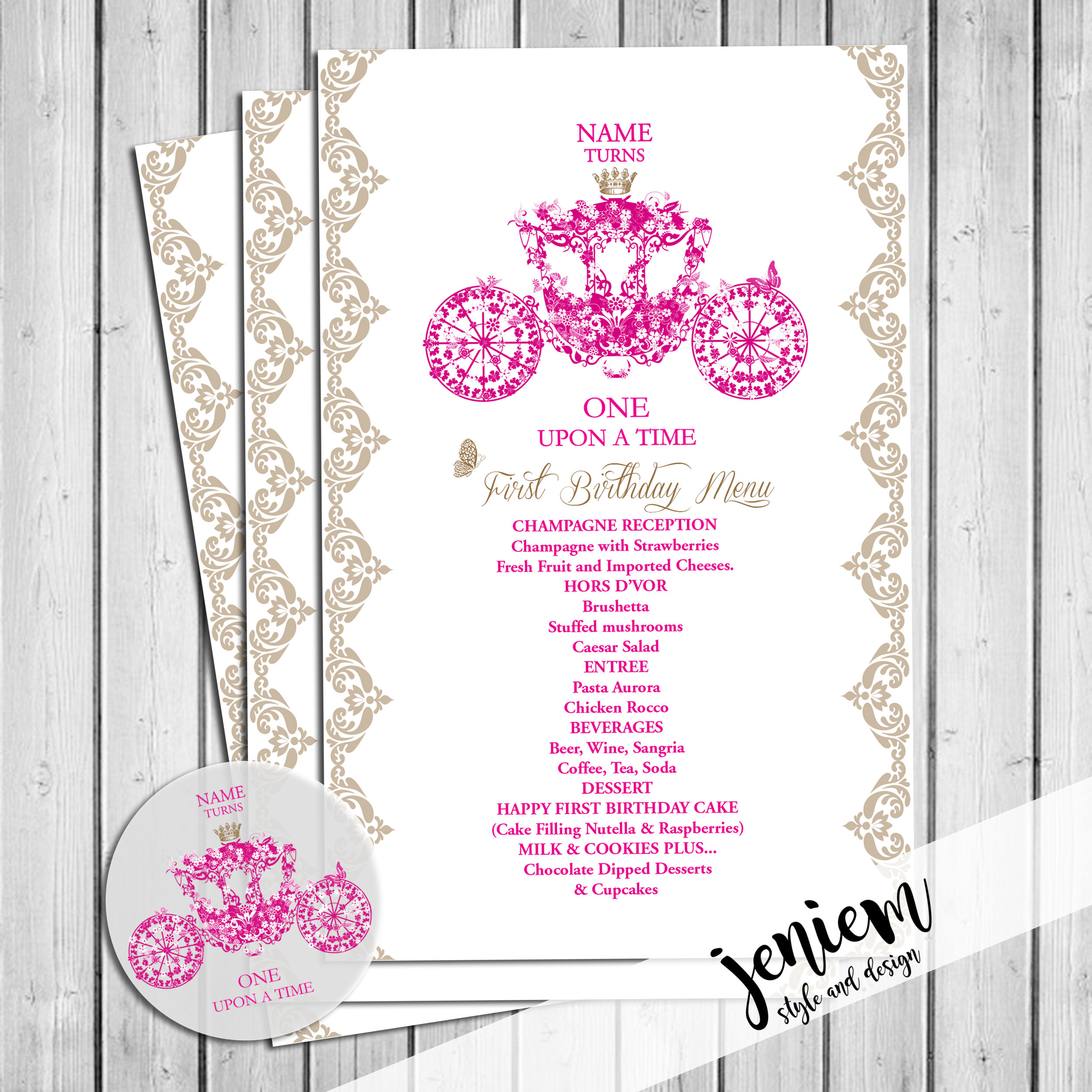 Cinderella Princess Party "One Upon A Time" Menu