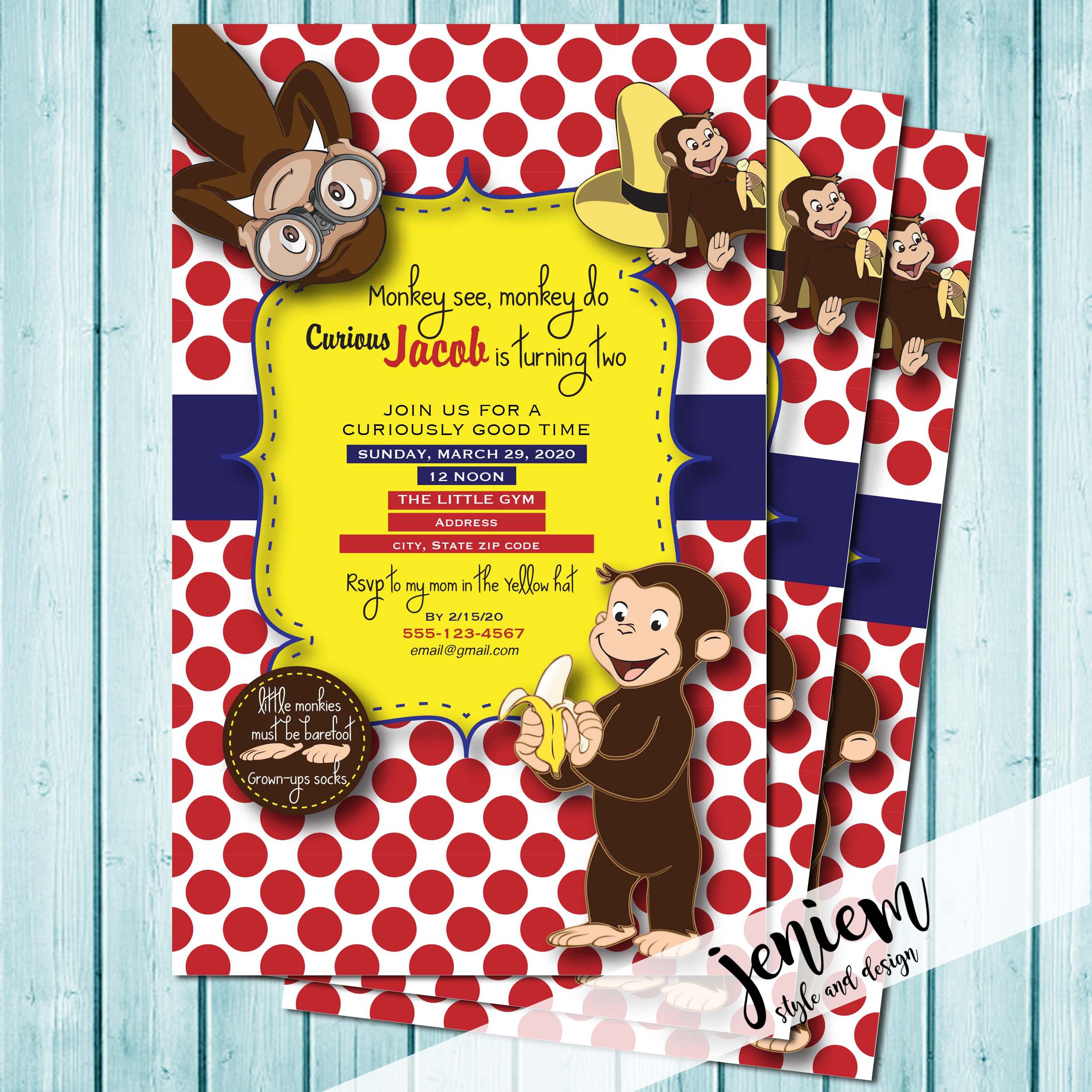 Curious Monkey Birthday Invitation