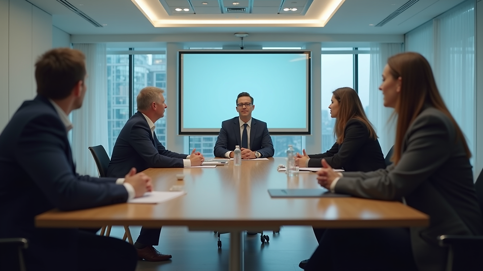Eye-level view of a professional attending a training session in a modern conference room