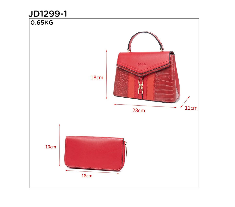Miniature : Sac à main femme, rouge avec ses dimensions, affichant les informations produit.