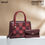 Miniature : Sac à main femme Qaza ZD0078-1, maroon handbag and wallet on brown backdrop.