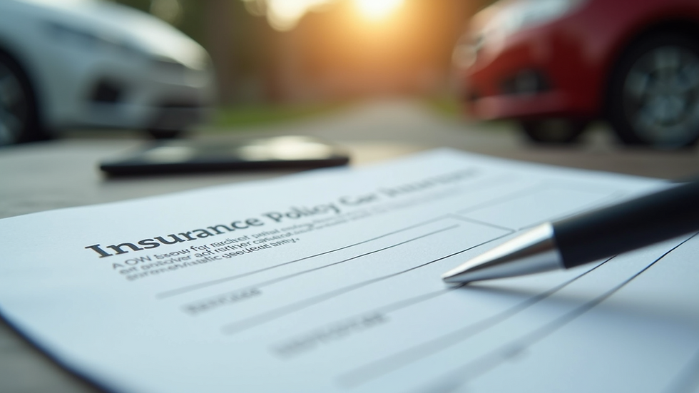 Close-up view of a car insurance policy document