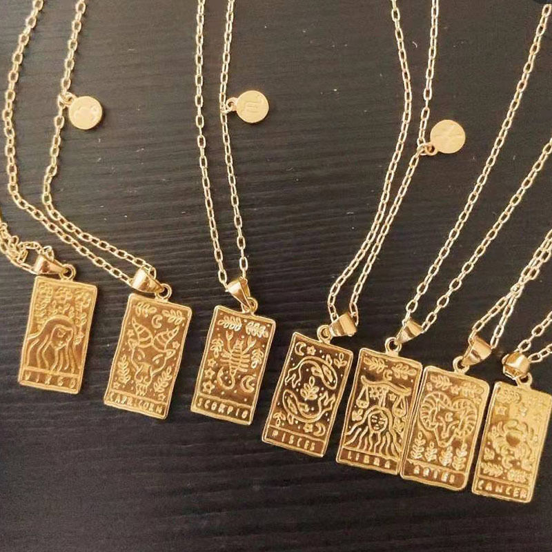 Miniaturbild: Stainless Steel Tarot Sign Pendant Necklace