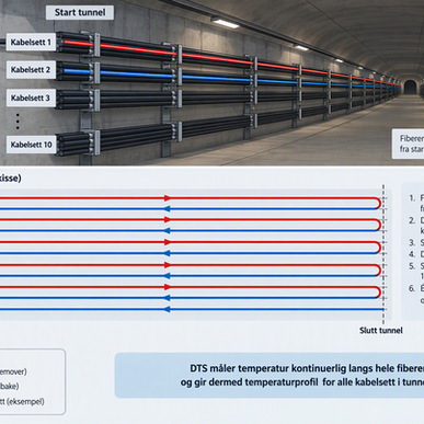 Distributed temperature sensing (DTS) i kabeltunneler: Én fiber, full temperaturkontroll av alle kabelsett