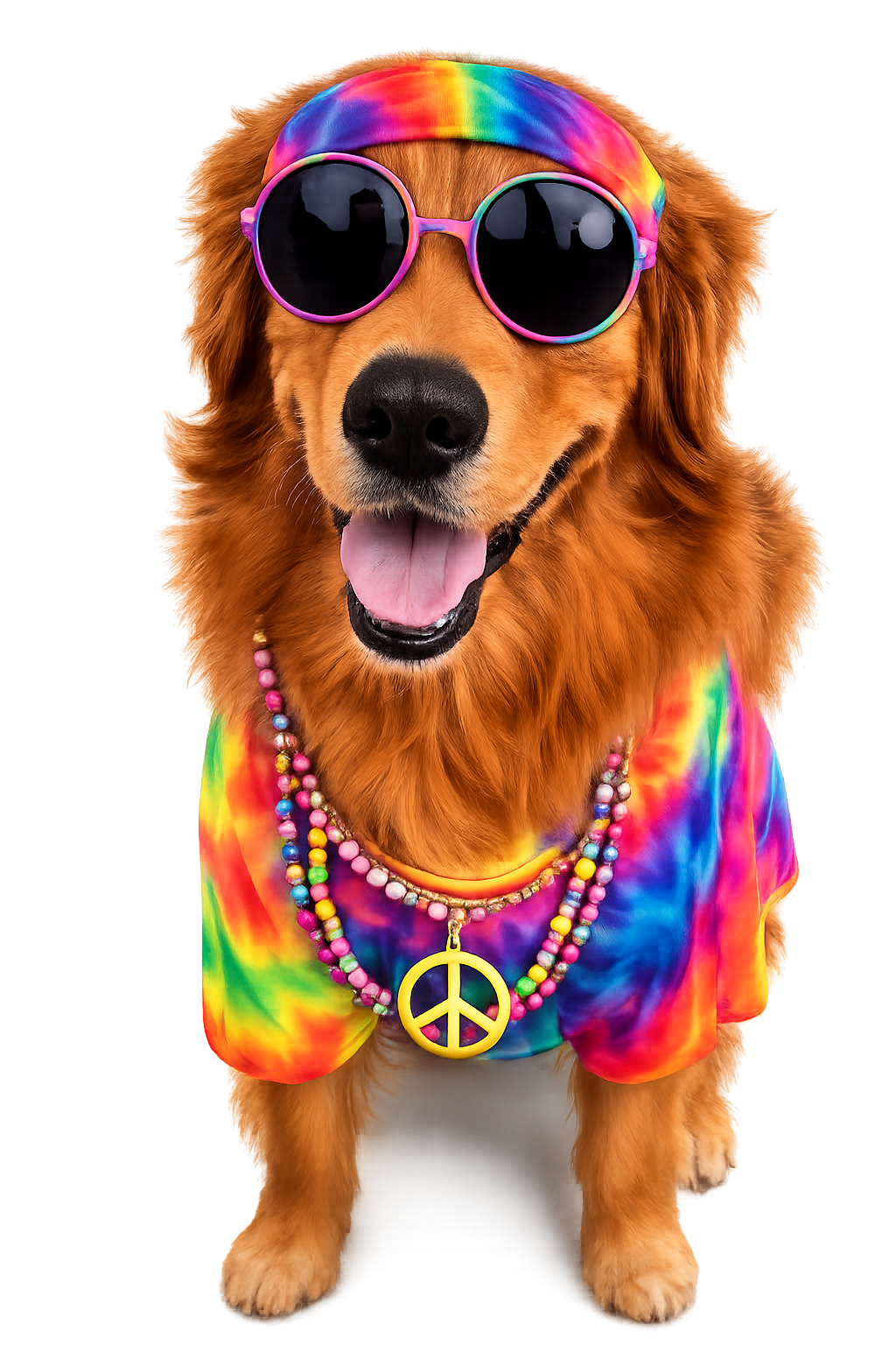 Groovy Pet: Unisex Teen - Adult V-Neck Tee — Tie-Dye, Peace & Love