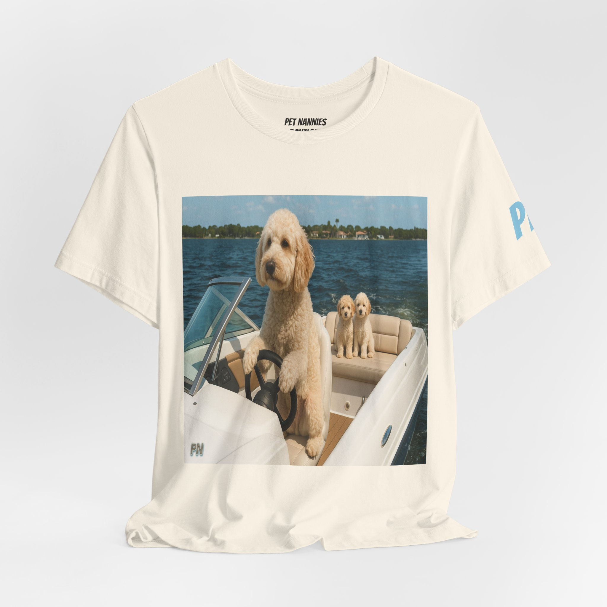 Boat Puppies Graphic Tee — Cute Dog Photo T‑Shirt for Dog Lovers