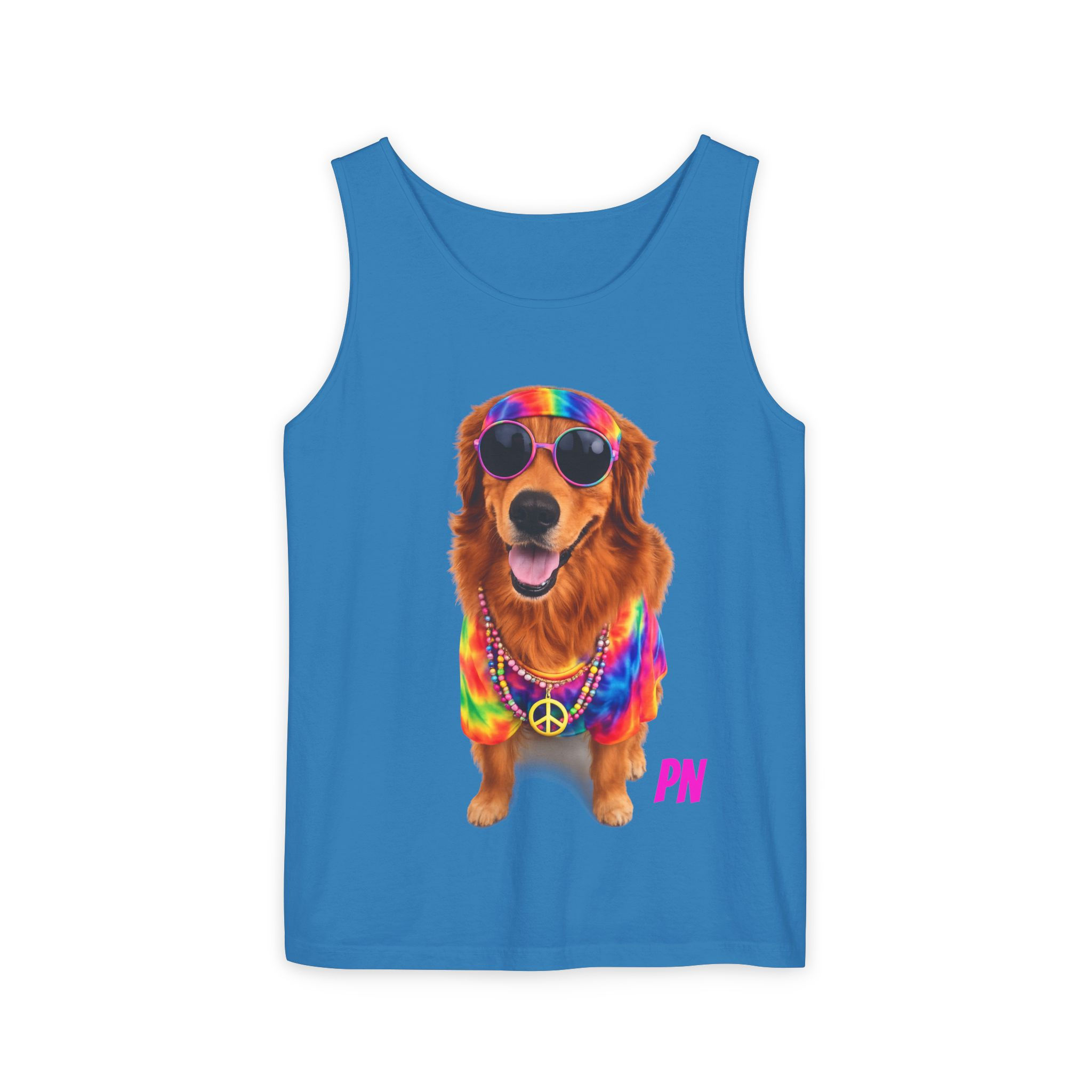 Unisex Garment-Dyed Graphic Tank Top — Groovy Pup: Chill Vibes