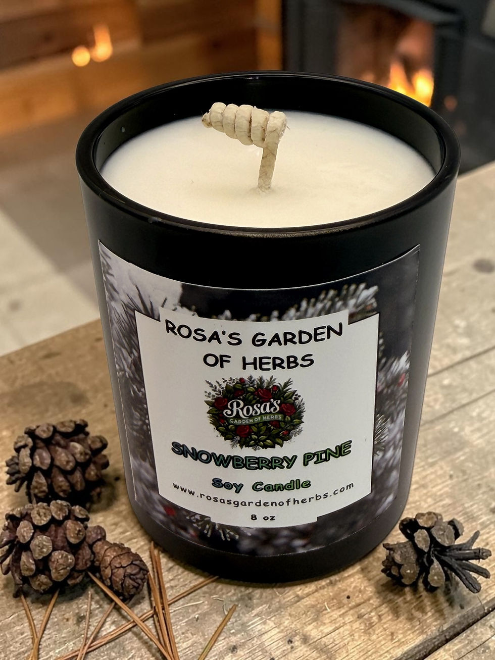 Thumbnail: Snowberry Pine 8oz candle in a jar with a fresh woodsy winter-inspired fragrance