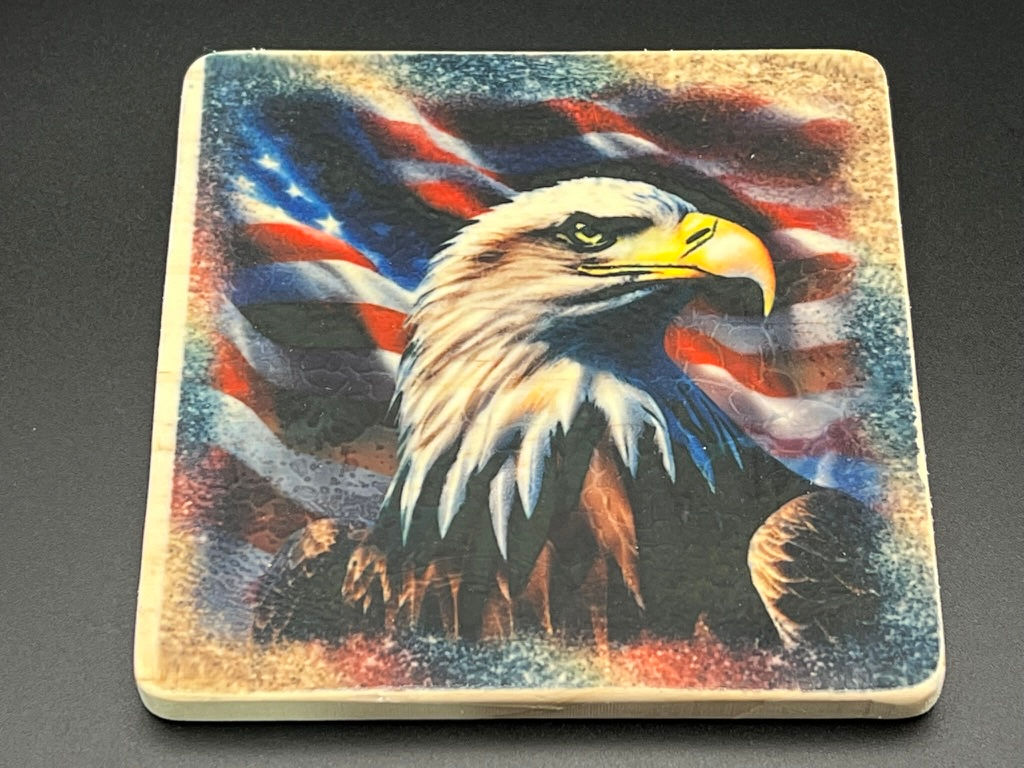 🦅 Bold & Brave Wooden Coaster