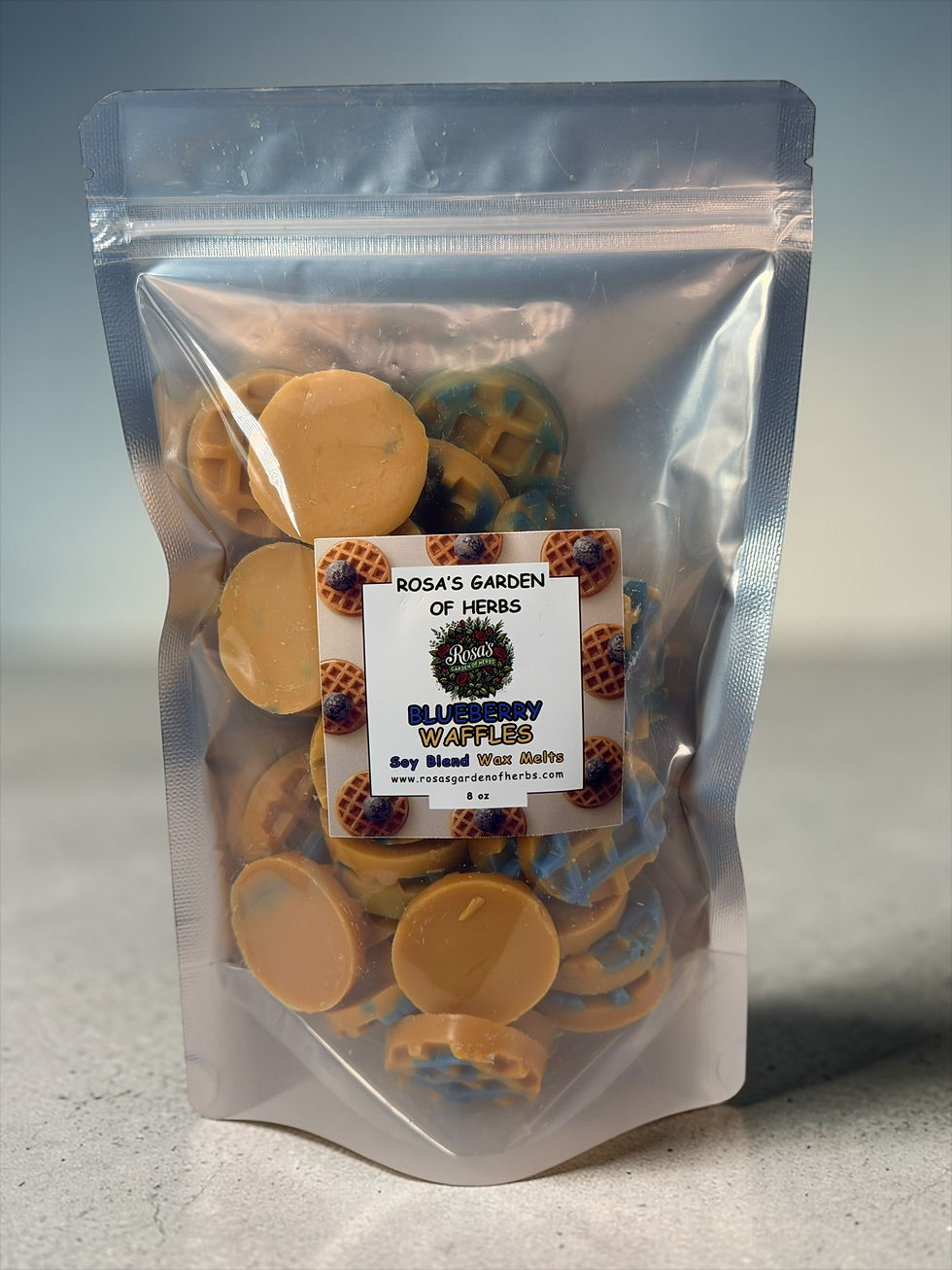 Miniatura: Blueberry waffles soy blend wax melts in clear resealable 8 oz bag