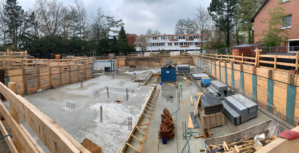 Fertigstellung Sohle Keller Blickrichtung Ost-West