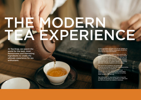 an advertisement for the modern tea experience shows a person pouring tea into a cup
