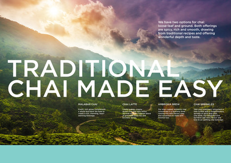 an advertisement for traditional chai made easy with a picture of mountains in the background