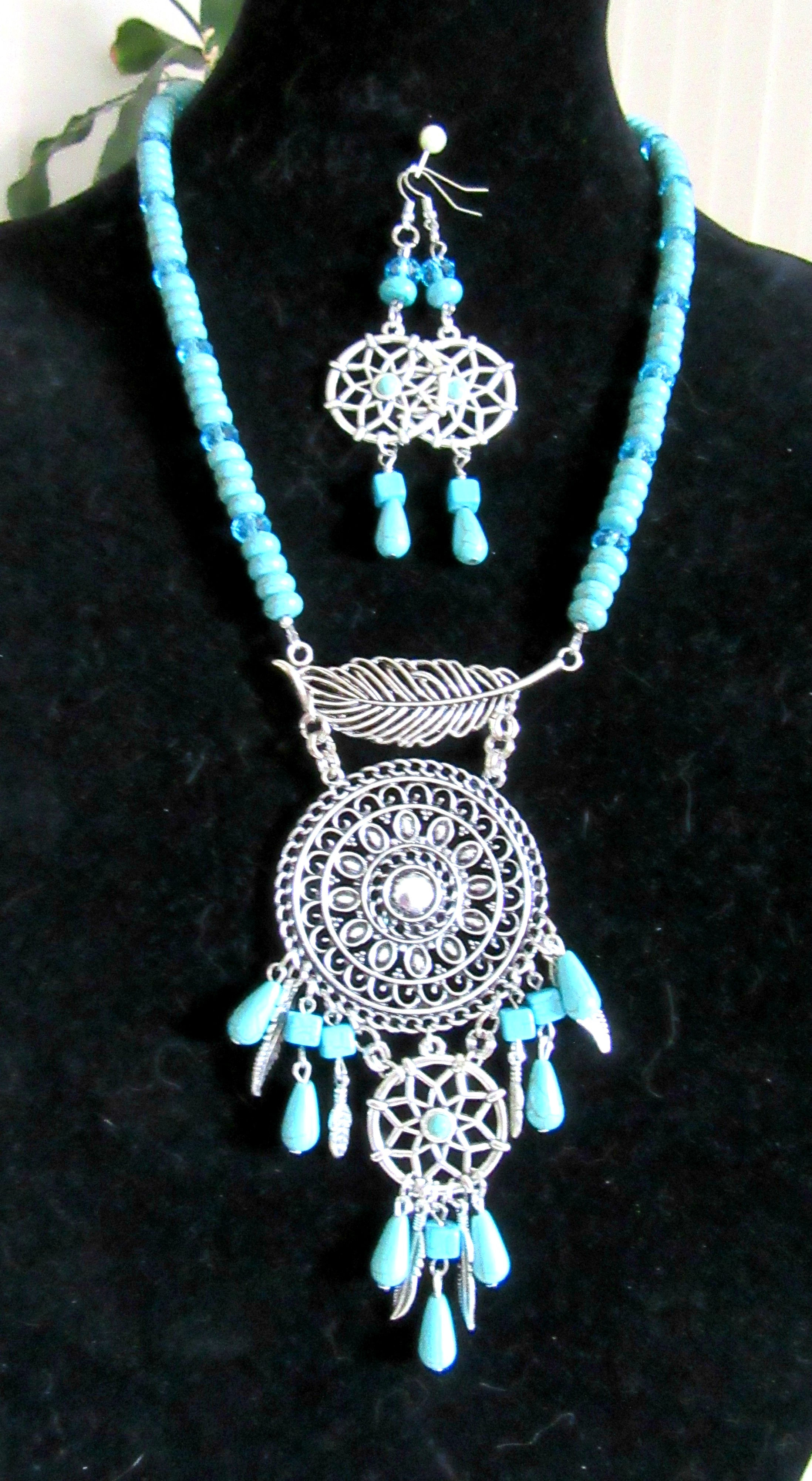 Necklace & Earrings Set Gemstone & Imperial Crystal DreamCatcher