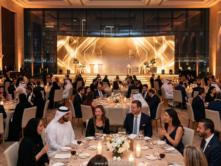 event management Abu Dhabi luxury corporate gala dinner stage setup immersive experience UAE