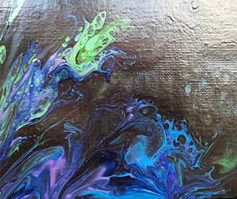 Acyrlic pour in shades of blue, green & black.
