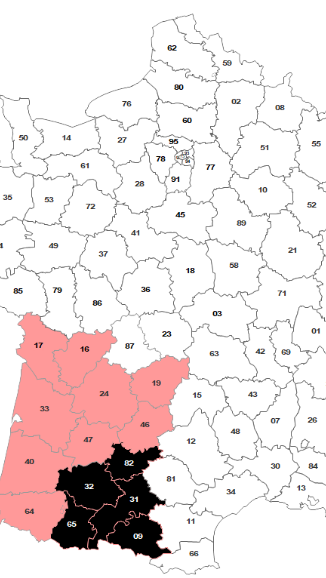 Intervention R'PUR - Tarn-et-Garonne (82) Haute-Garonne (31) Ariège (09) Hautes-Pyrénées (65) Gers (32), Charente (16) Charente-Maritime (17) Dordogne (24) Corrèze (19) Lot (46) Lot-et-Garonne (47) Gironde (33) Landes (40) Pyrénées-Atlantiques (64)