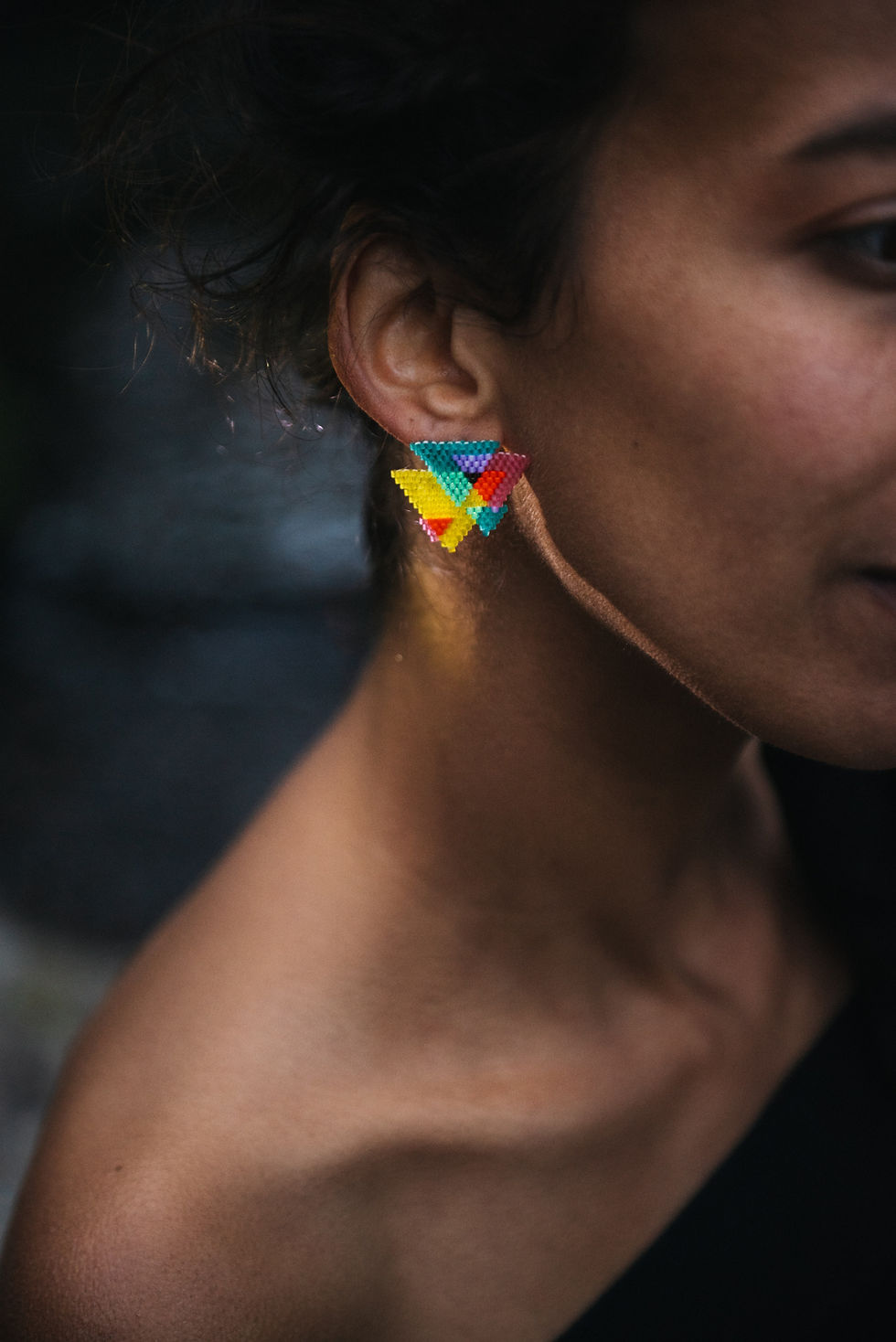 Miniature : Boucles d'oreilles triangles chromatiques