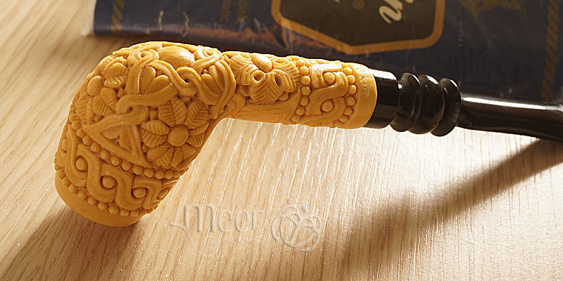 Thumbnail: Floral Block Meerschaum Pipe by Tekin