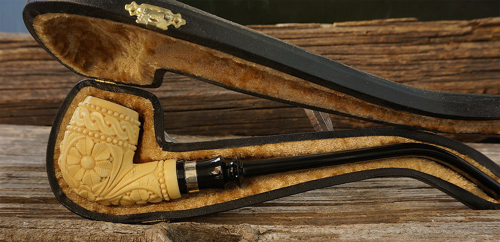 Thumbnail: Churchwarden Floral Block Meerschaum Pipe by Tekin