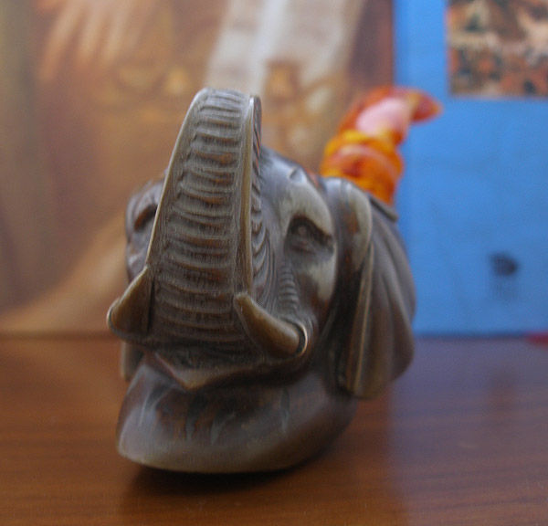 Miniaturbild: Dark Colored Elephant Block Meerschaum Pipe by Tekin