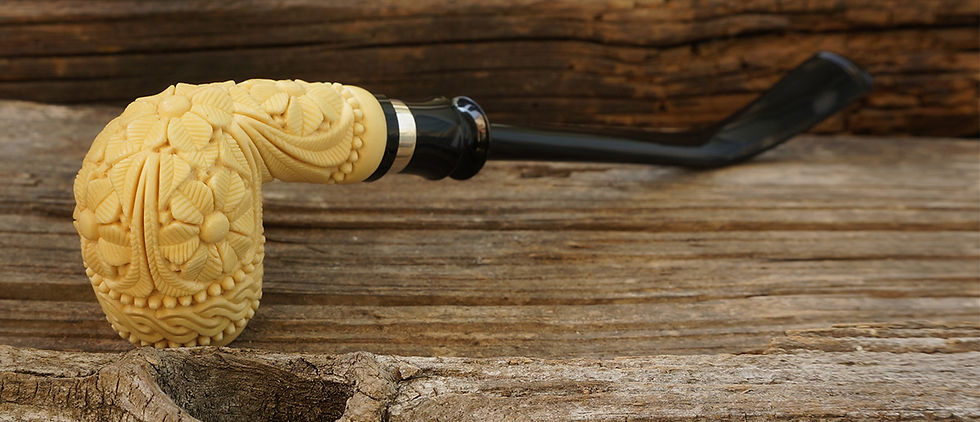 Thumbnail: Churchwarden Floral Block Meerschaum Pipe by Tekin