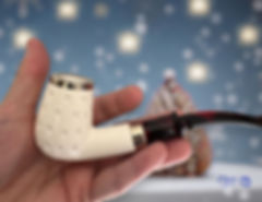 MeerQueen "Lace Sovereign" Carved Bent Billiard / Block Meerschaum Pipe