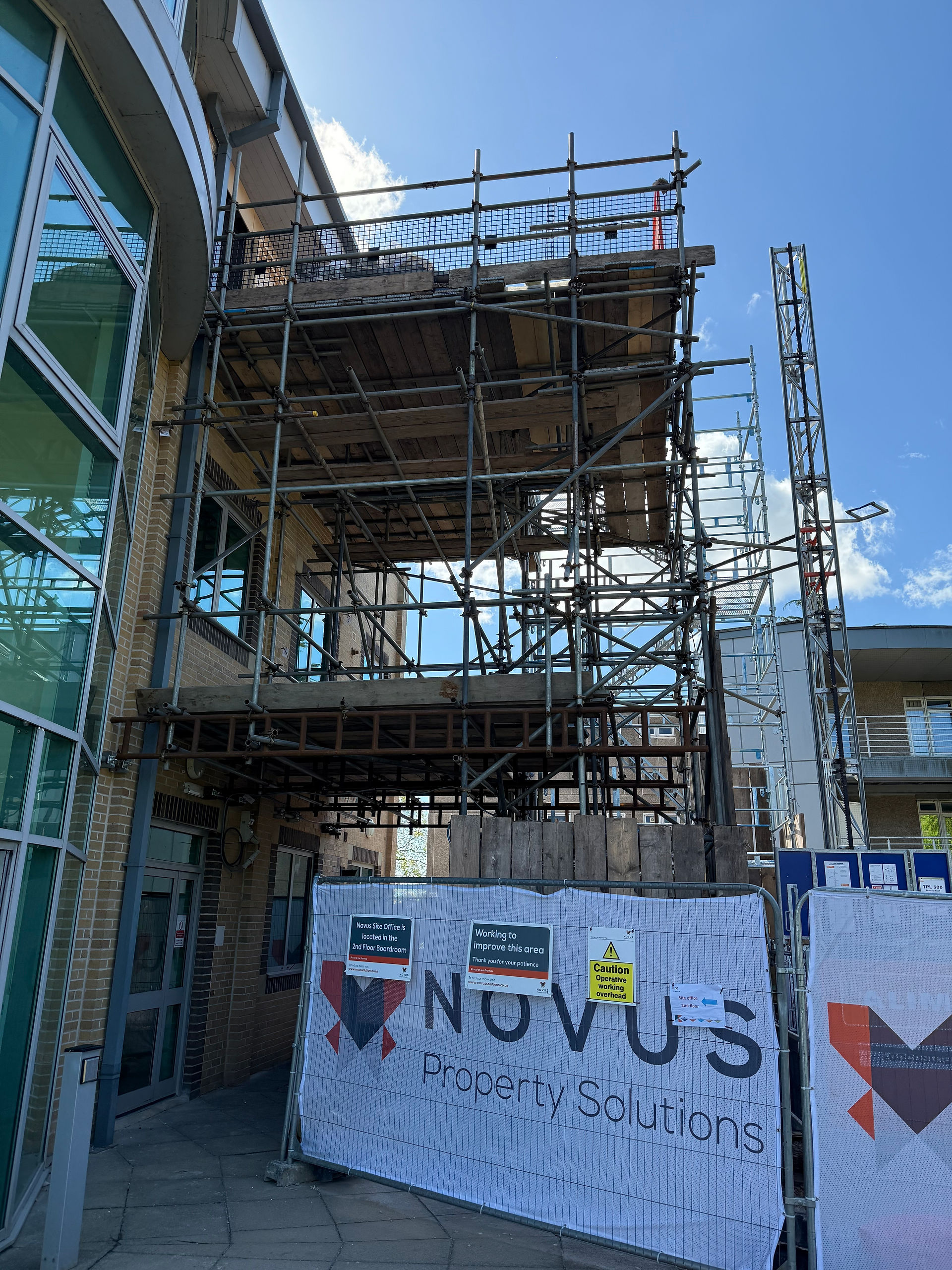 Scaffold tower with Haki staircase installed at the University of York for building refurbishment project access