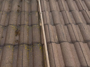 Roof buildup shown in the original Yuba City roof, solar and gutter project