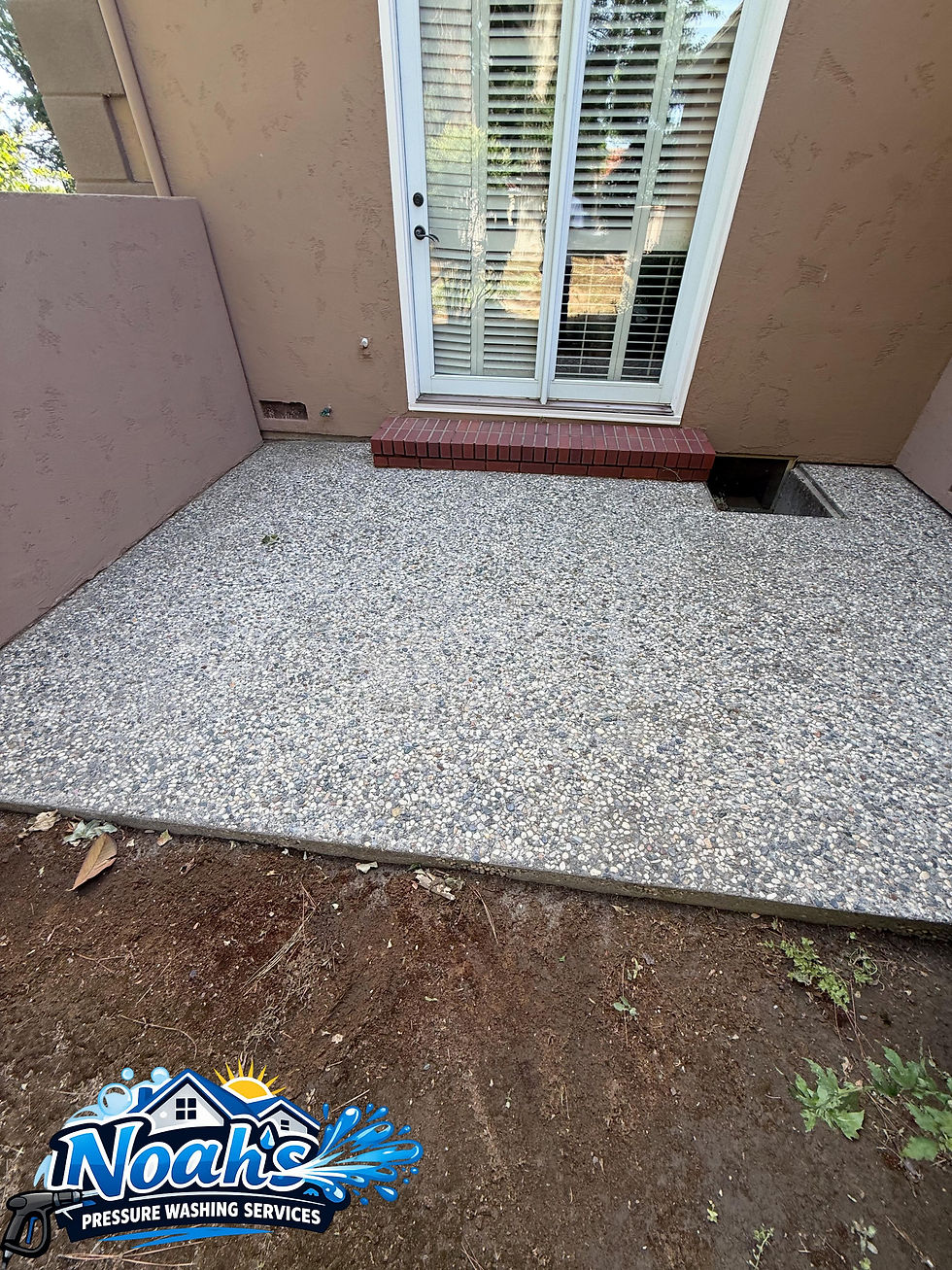 Exposed aggregate featured in the May mineral-deposit cleaning post