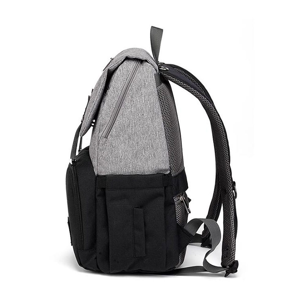 Thumbnail: luxe baby bags caddies accessories luxury functional vegan leather canterbu Payton Nappy Backpack & Change Mat Set Black Grey