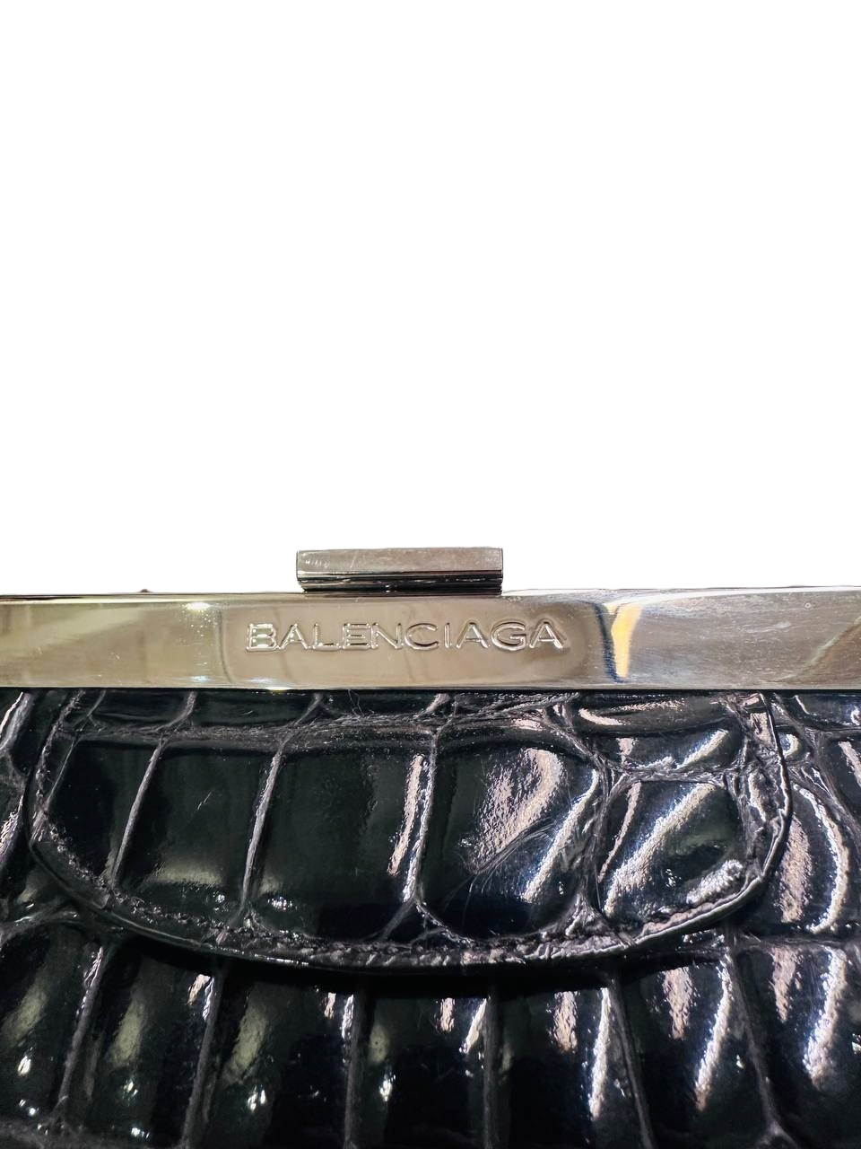 Miniatura: BALENCIAGA 1970s crocodile printed leather bag