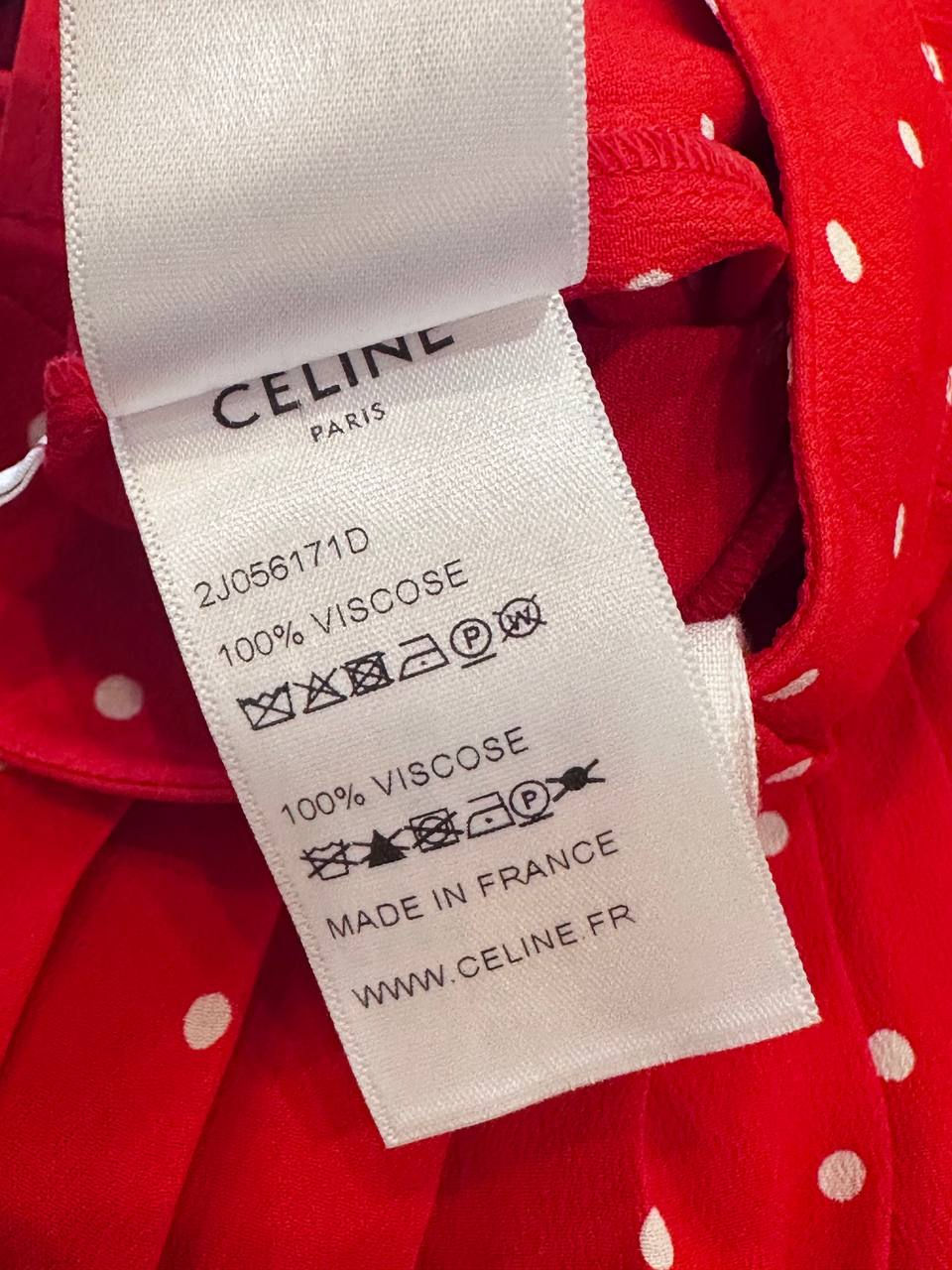 Thumbnail: CELINE red pleated silk skirt