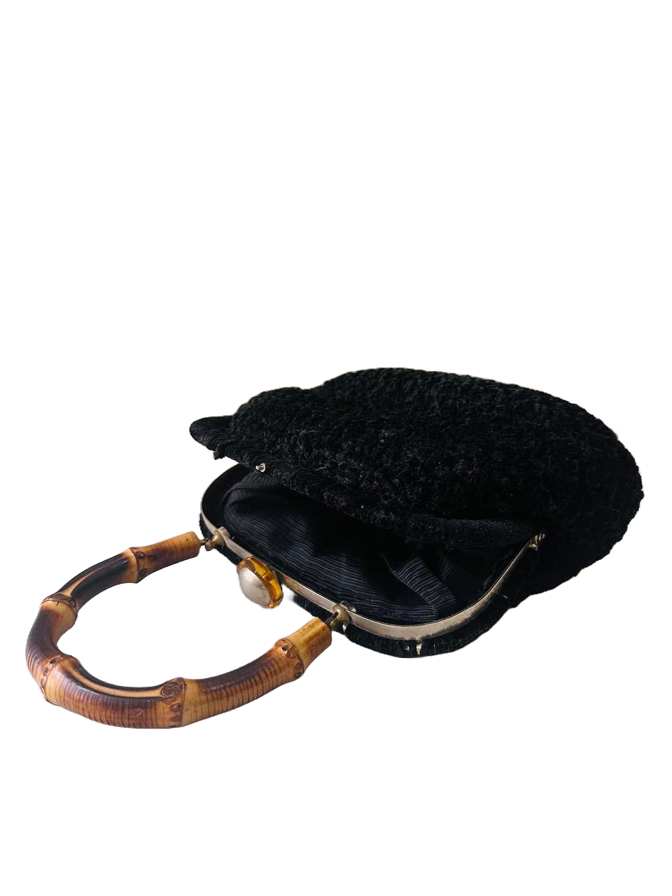 Thumbnail: 1960s Velvet Clutch with Bamboo Handle