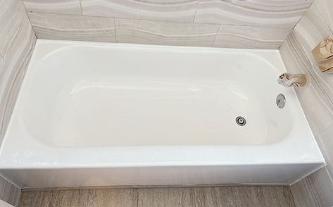 Porcelain bathtub after reglazing and refinishing