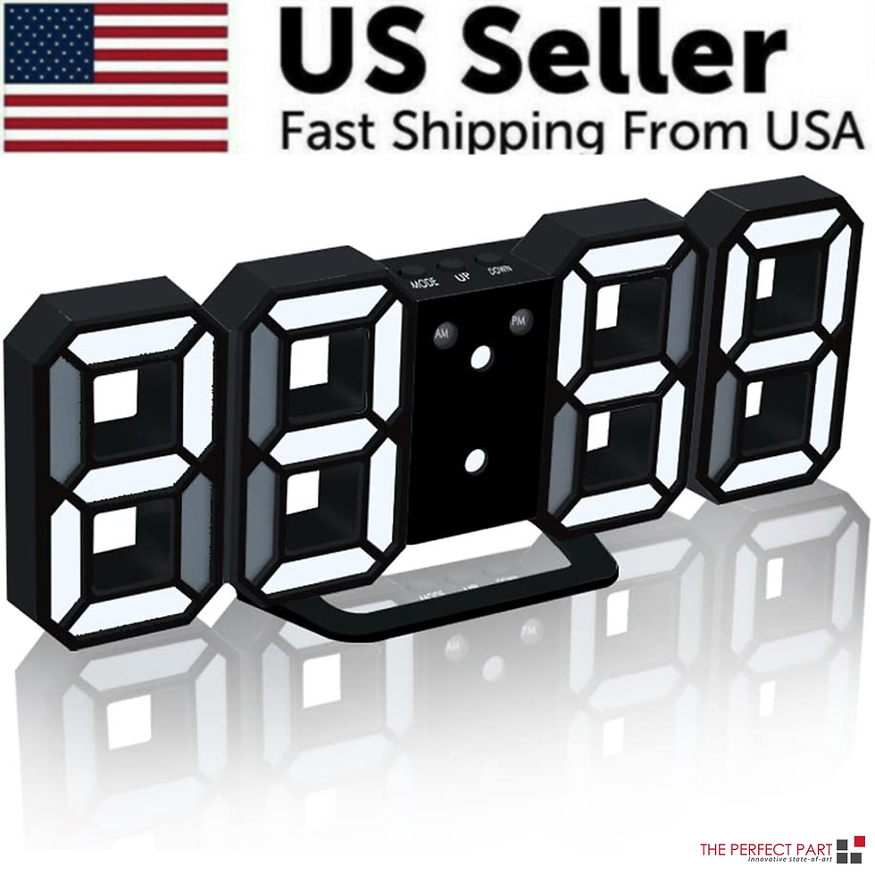 Miniatura: Digital 3D LED Big Wall Desk Alarm Clock Snooze 12/24 Hours Auto Brightness USB