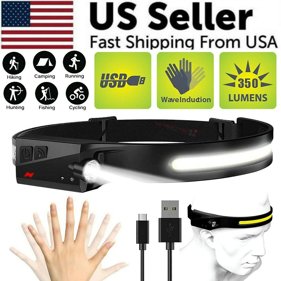 Miniatura: COB LED Headlamp USB Rechargeable Headlight Torch Work Light Bar Head Band Lamp
