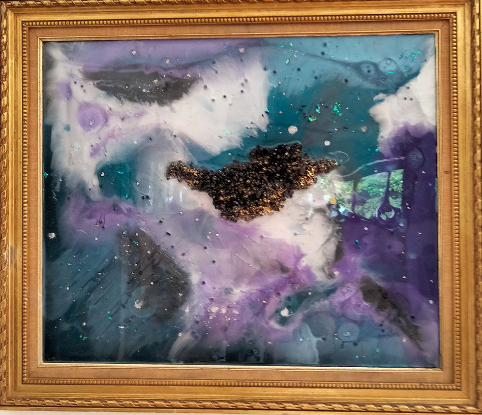 Cosmos minéral - Tableau abstrait résine Vue de face