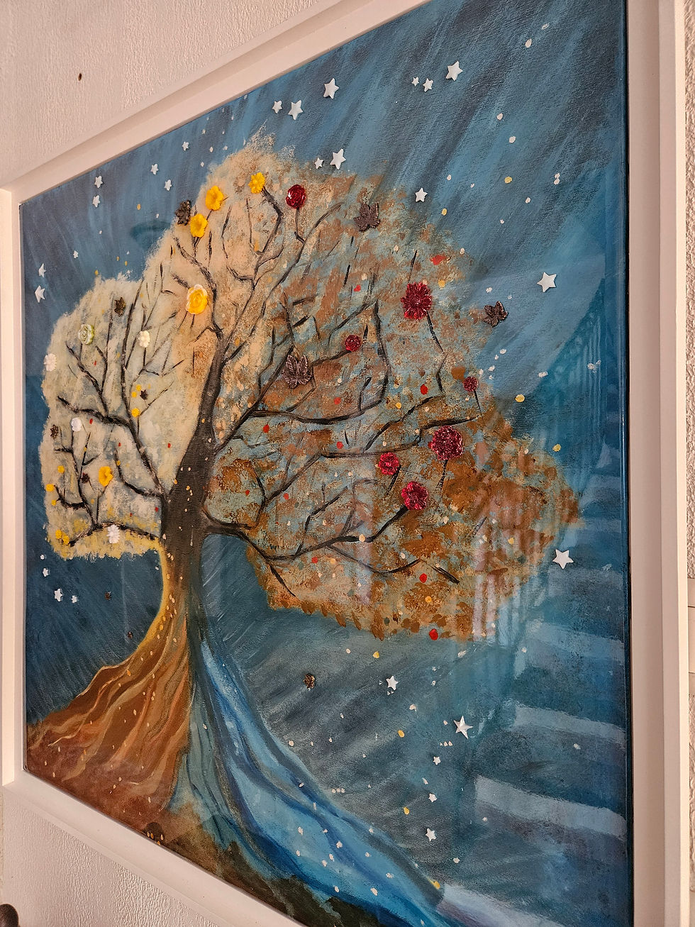 Thumbnail: L'Arbre des étoiles - Tableau abstrait résine