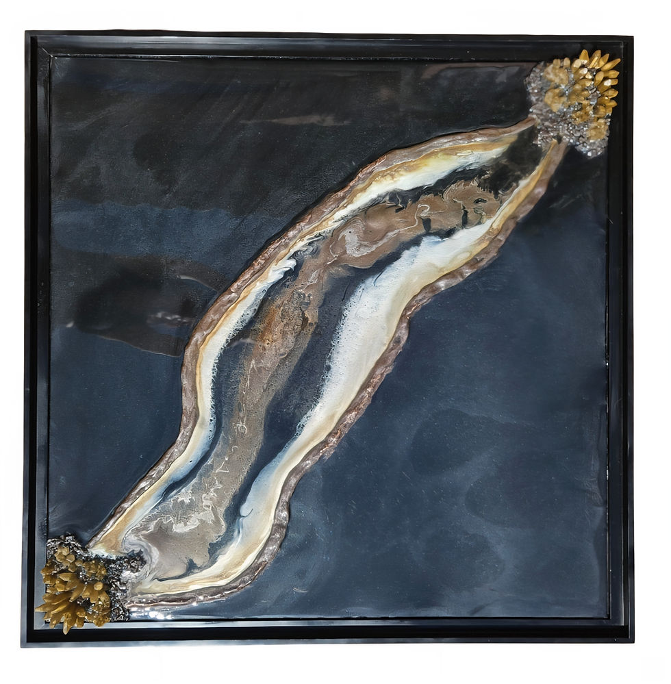 Tableau abstrait résine- coupe d'agate- vue de face