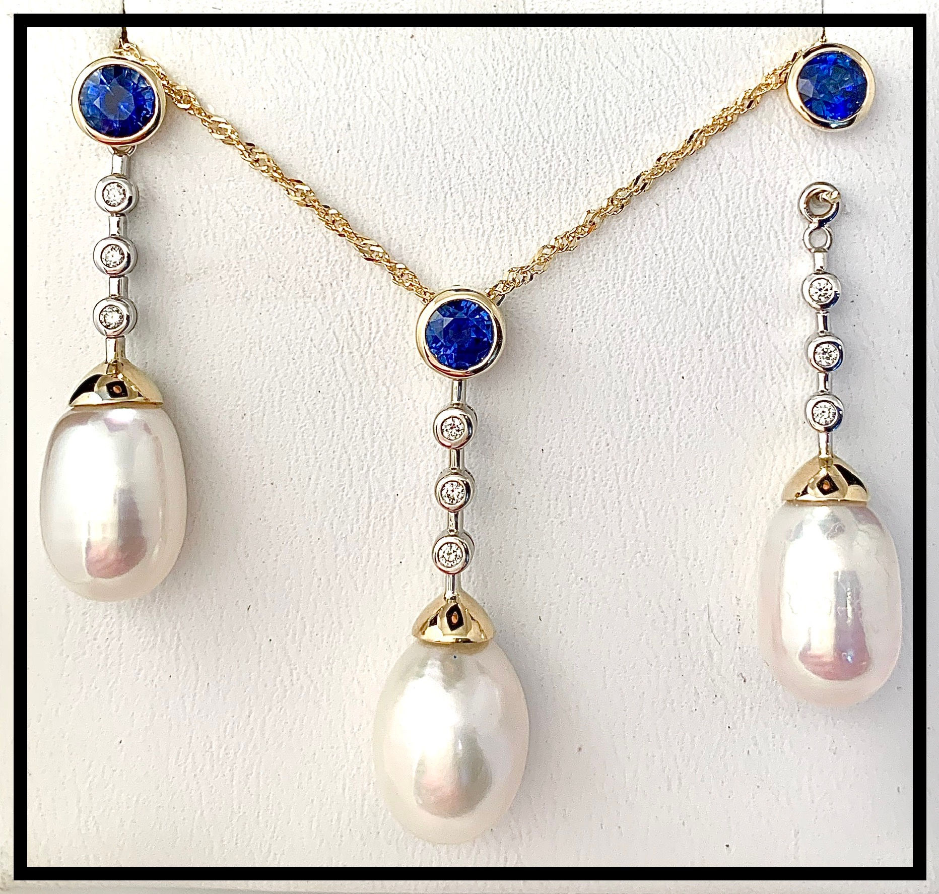 Sapphire & Freshwater Pearl Necklace and Sapphire & Freshwater P