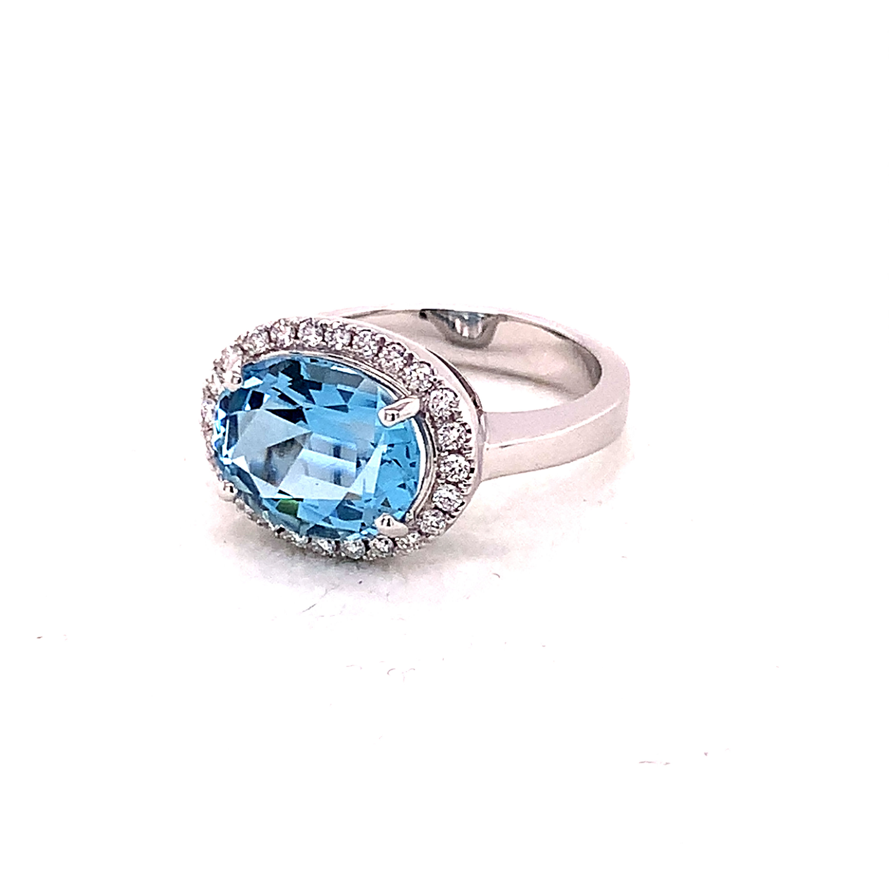 Aquamarine & Diamond Ring
