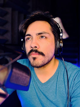 Von Valentine in a professional voice over booth.