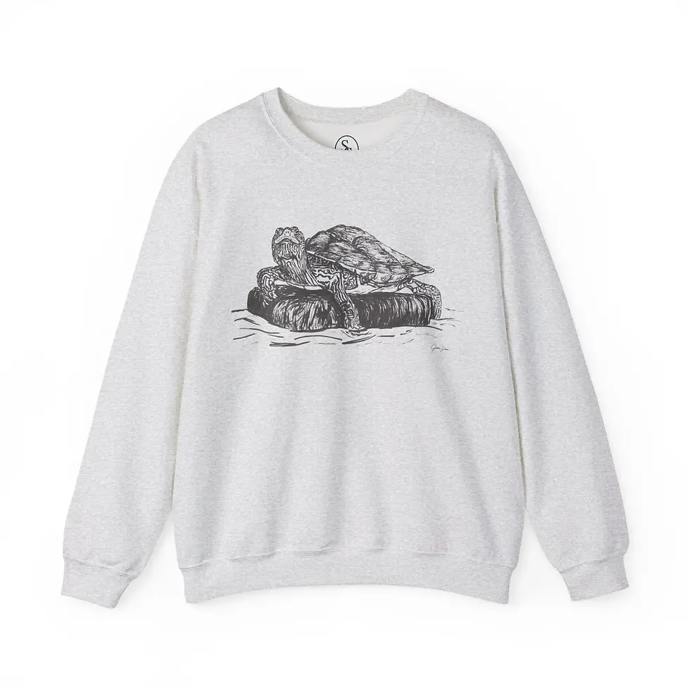 Turtle on Rock on Sweatshirt.webp
