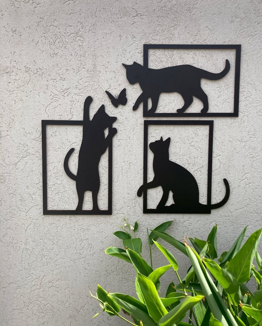 Triptico Gatos + Mariposa - Cuadros 3D