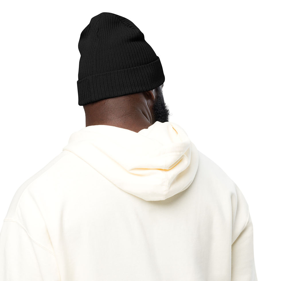 Thumbnail: Bee Kind Organic ribbed beeanie - Black