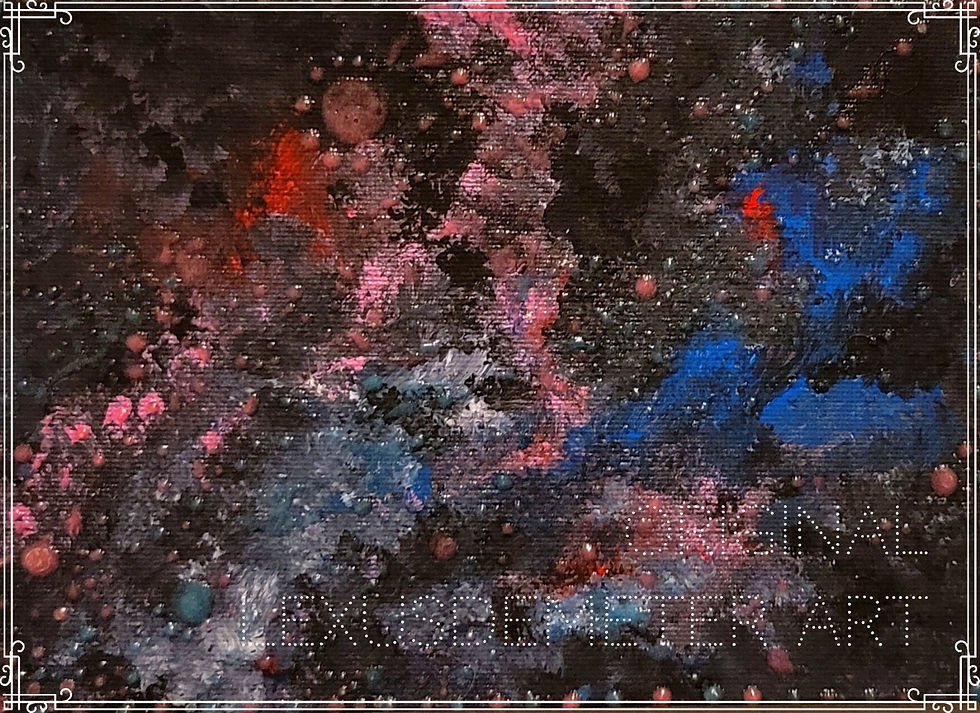 Mini Pink & Blue Glow Galaxy Acrylic Painting 5x7in