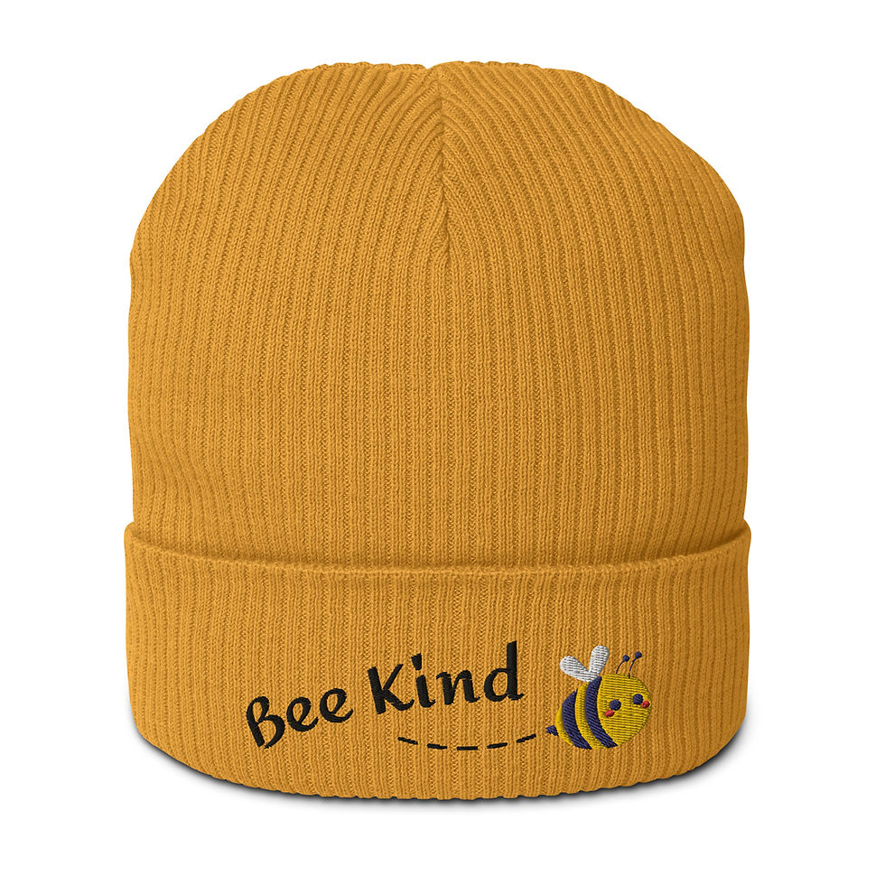 Thumbnail: Bee Kind Organic ribbed beanie colored